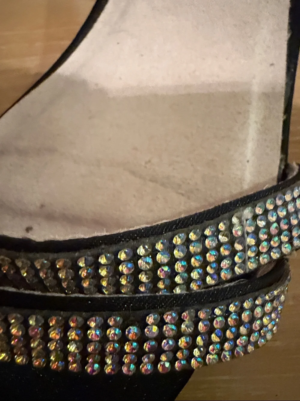 Girls Black Rhinestone Ankle-Strap Block Heel Sandals size 3
